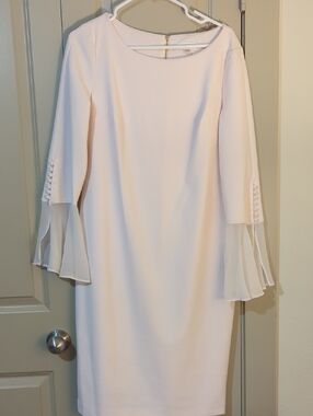 Calvin Klein Light Pink Midi Dress with Bell Sleeves